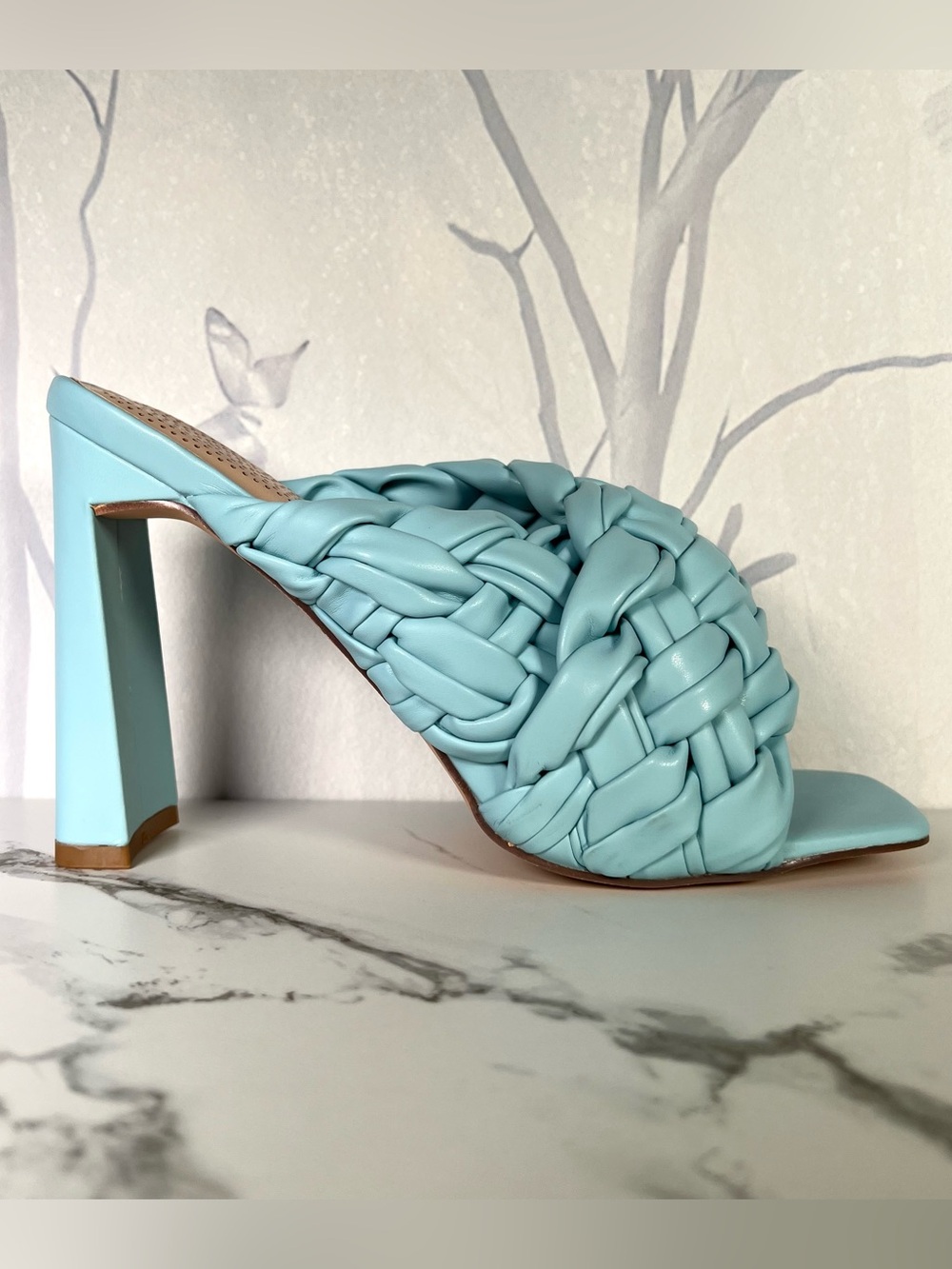 BNIB Light Blue Braided High Heel Mule